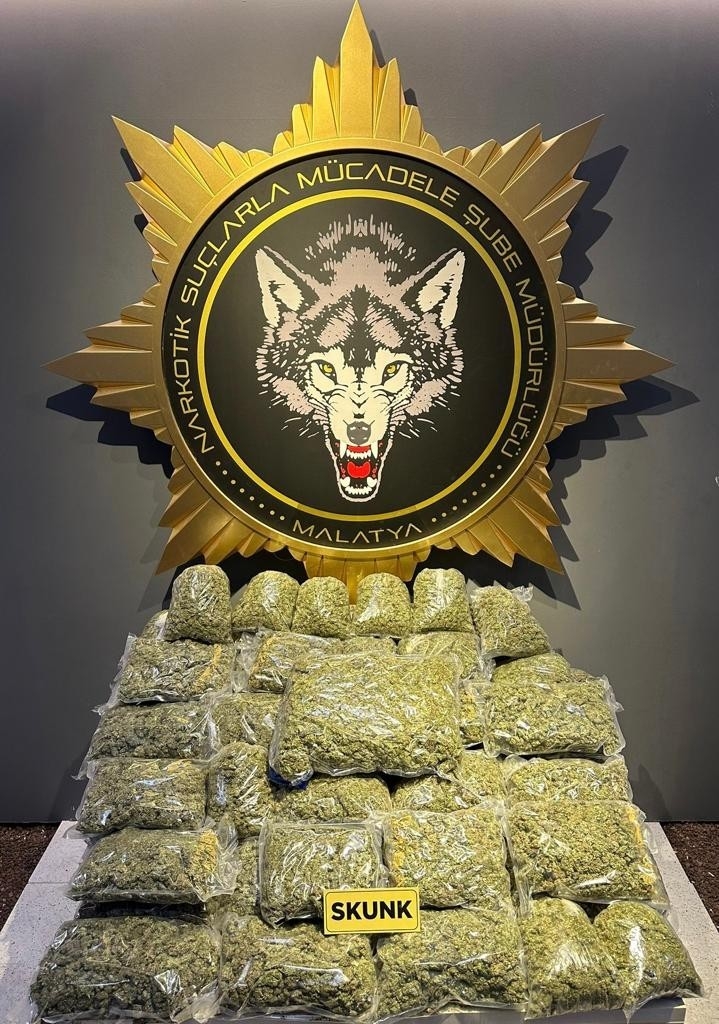 Malatya’da 40 kilo skunk ele geçirildi