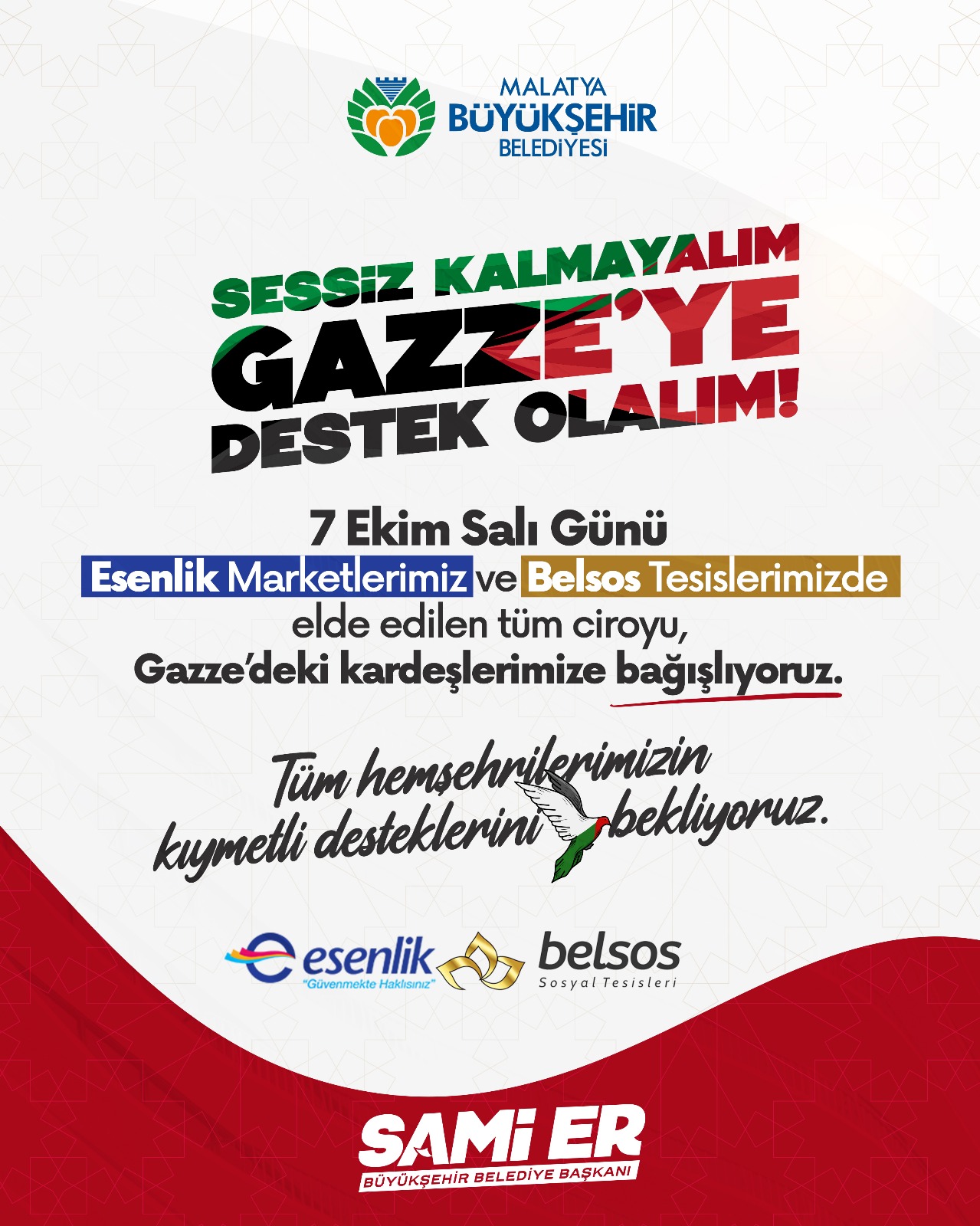 Başkan Sami Er himayesinde Gazze’ye yardım kampanyası başlatıldı  