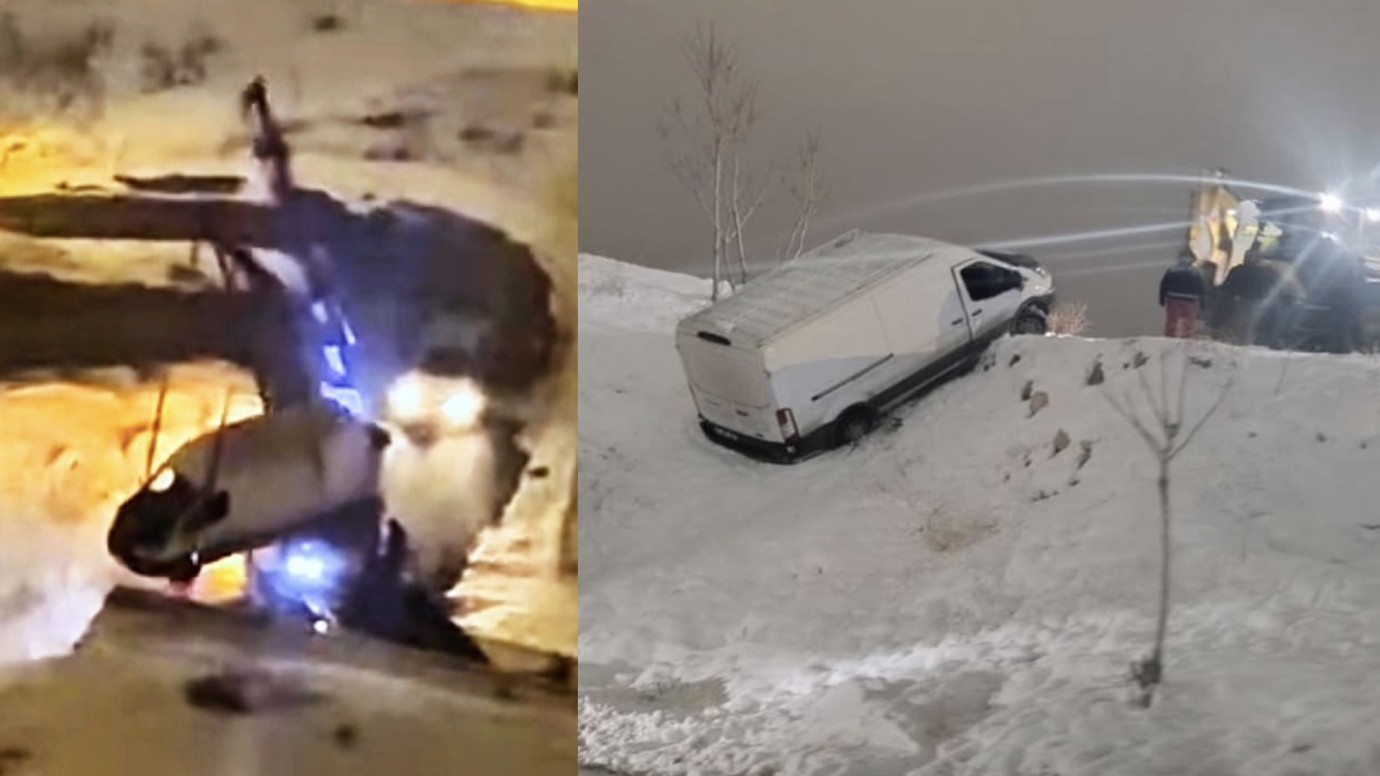 Vinçin Halatı Kopunca Minibüs Şarampole Düştü!