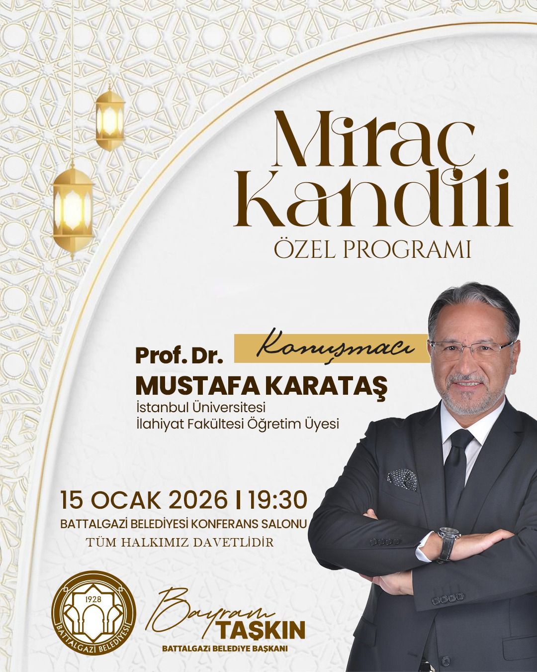 Battalgazi’de Miraç Kandili Özel Programı Düzenlenecek