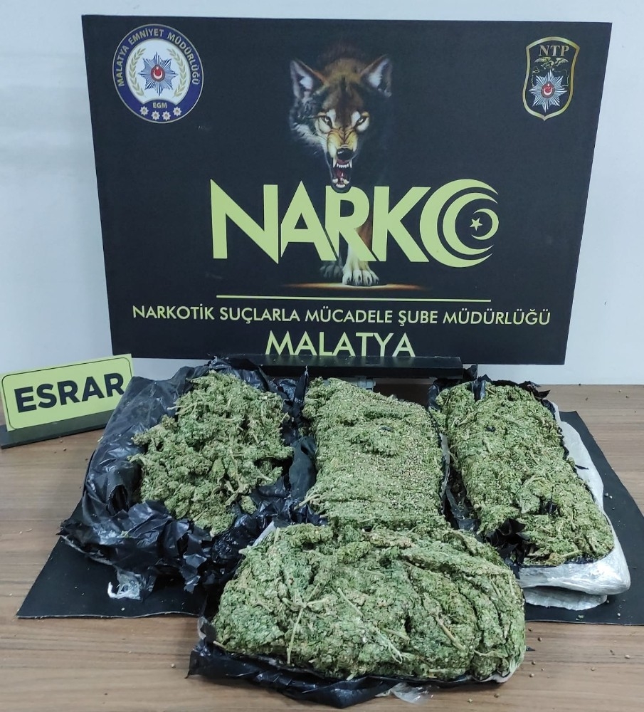Malatya’da 3 kilo esrar ele geçirildi